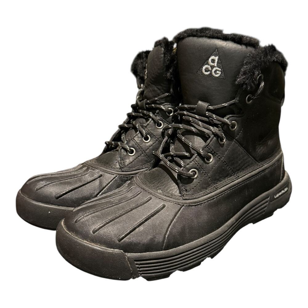 Nike ACG Duck Boots Womens 9 Black Winter Waterproof Fur Lined Trail Outdoor